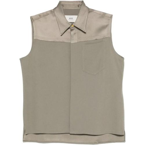 Olive Brown Satin Blouse - Größe 36 - AMI Paris - Modalova