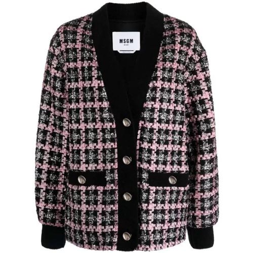 Single-Breasted Tweed Powder Pink Jacket - Größe 42 - black - MSGM - Modalova