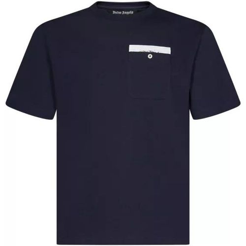 Navy Blue Cotton Jersey Crewneck T-Shirt - Größe M - blue - Palm Angels - Modalova