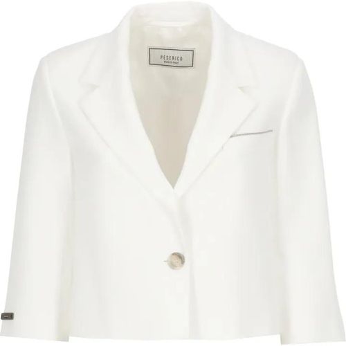 White Viscose Single Breasted Blazer - Größe 40 - PESERICO - Modalova