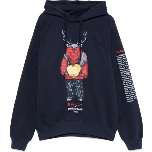 Midnight Blue Printed Hoodie - Größe L - Bally - Modalova