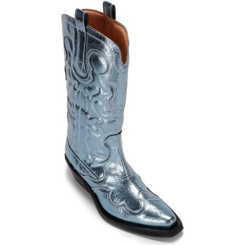 Stiefel - Mid Shaft Embroidered Western Boot Metallic - Gr. 36 (EU) - in - für Damen - Ganni - Modalova