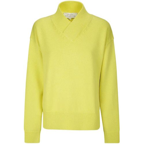 Oversized Ribbed V-Neck Sweater - Größe 38 - Studio Nicholson - Modalova