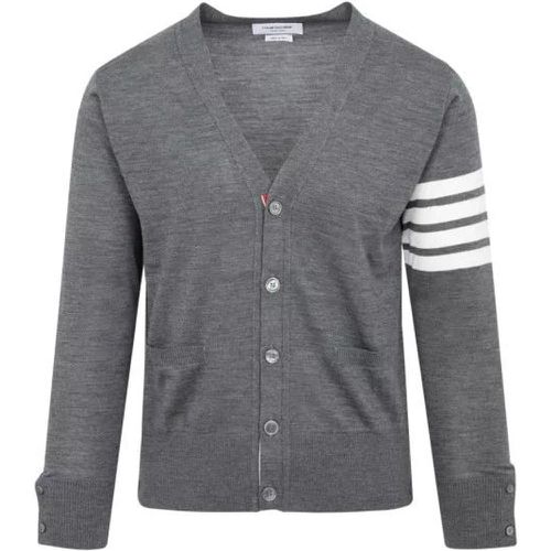 Medium Gray Wool Buttoned Cardigan - Größe 4 - Thom Browne - Modalova