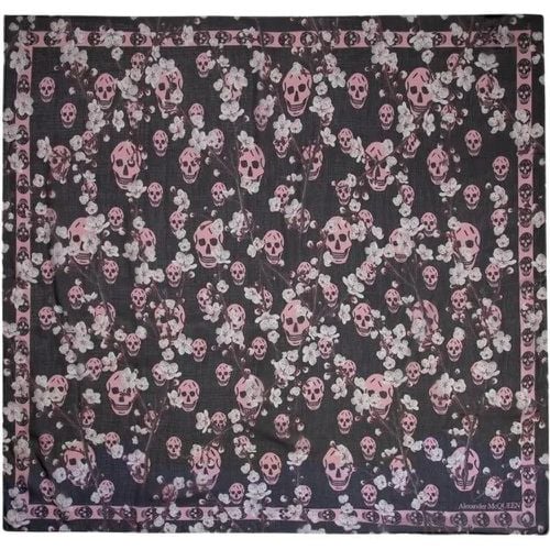 Tücher & Schals - Blossom Skull Scarf - Wool - Black/Pink - Gr. unisize - in - für Damen - alexander mcqueen - Modalova