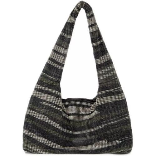 Shopper - Crystal Mesh Armpit Hobo Bag - Black Stripes - St - Gr. unisize - in - für Damen - Kara - Modalova