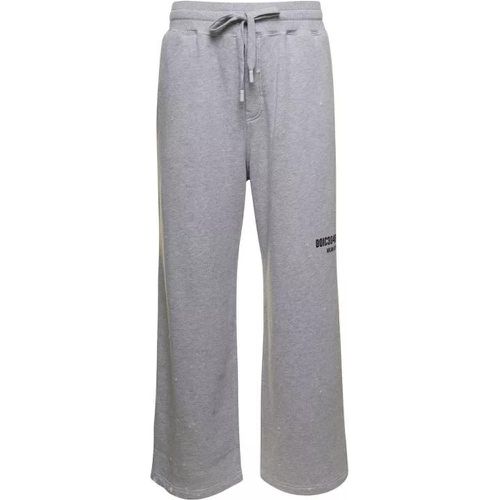 Grey Jogger Pants With Drawstring And Logo Print I - Größe 46 - gray - Dolce&Gabbana - Modalova