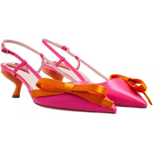 Sandalen - Fuchsia Satin Slingsback Virgule With Bow - Gr. 38 (EU) - in - für Damen - Roger Vivier - Modalova