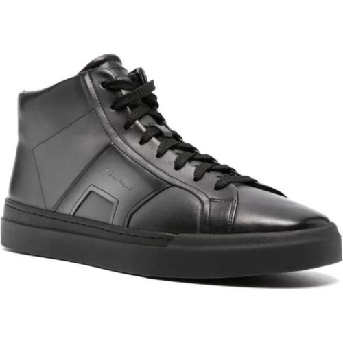 Low-Top Sneaker - Grey Calf Leather Sneaker With Logo - Gr. 6_5 - in - für Damen - Santoni - Modalova