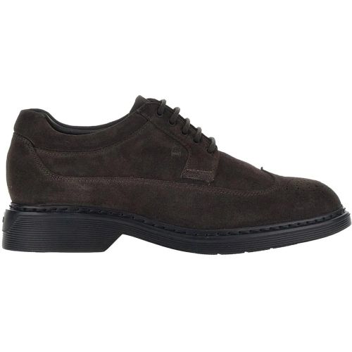 Low-Top Sneaker - Scarpa allacciata derby in suede ebano - Gr. UK_10 - in - für Damen - Hogan - Modalova