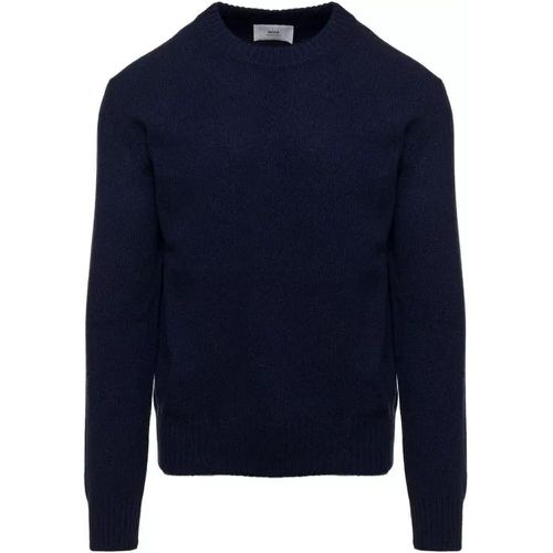 Blue Crewneck Sweater With Ribbed Trim In Cashmere - Größe S - blue - AMI Paris - Modalova