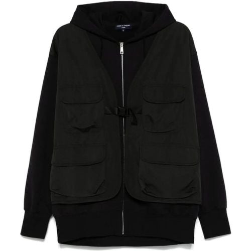 Black Cotton Jacket With Hood And Pockets - Größe L - Comme des Garcons - Modalova