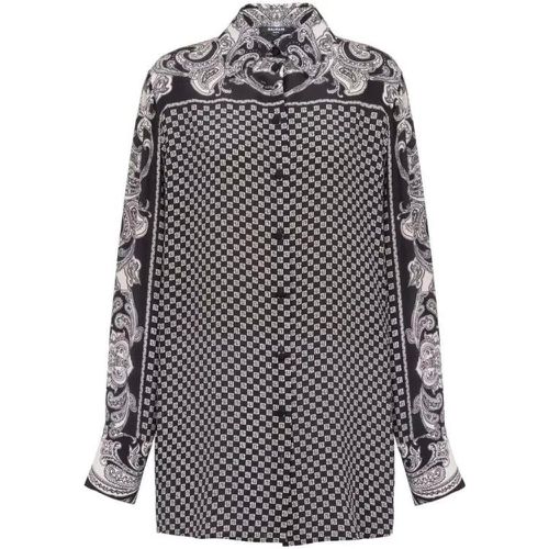 Paisley-Print Silk Shirt - Größe 38 - black - Balmain - Modalova