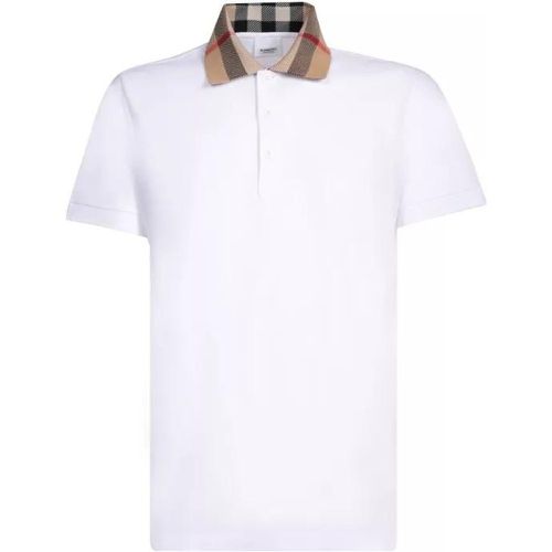 Polo Shirt Check Pattern On The Collar - Größe L - weiß - Burberry - Modalova