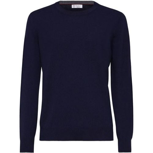 Navy Blue Cashmere Sweater - Größe 52 - blau - BRUNELLO CUCINELLI - Modalova