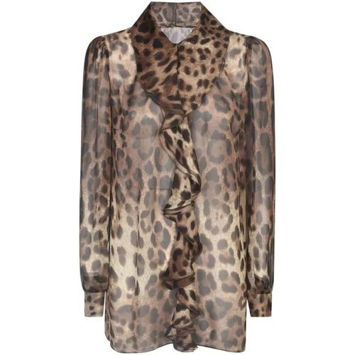 Leopard-Print Silk Blouse - Größe 38 - braun - Dolce&Gabbana - Modalova