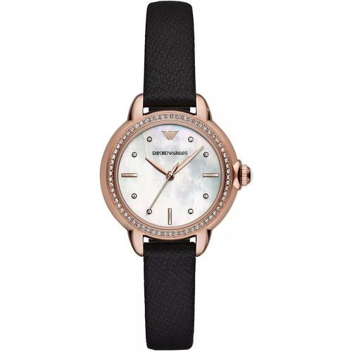 Uhr - Three-Hand Black Leather Watch - Gr. unisize - in - für Damen - Emporio Armani - Modalova