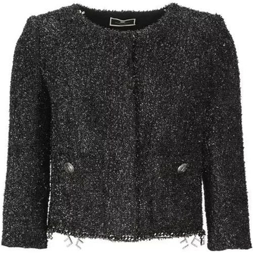 Tweed Lurex Blazer - Größe 38 - Elisabetta Franchi - Modalova