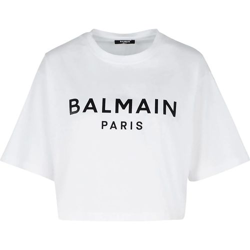 White Cotton Top - Größe L - Balmain - Modalova