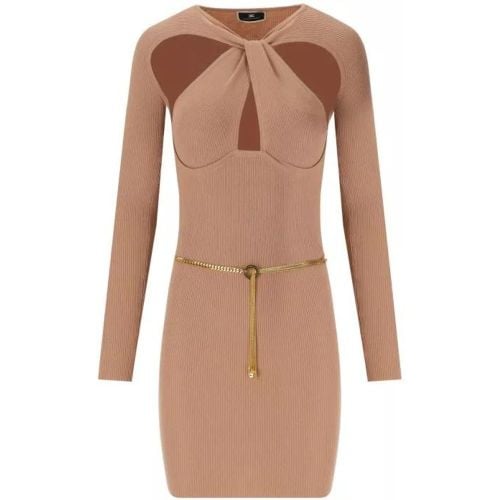 Nude Knitted Dress With Twist Neck - Größe 42 - Elisabetta Franchi - Modalova