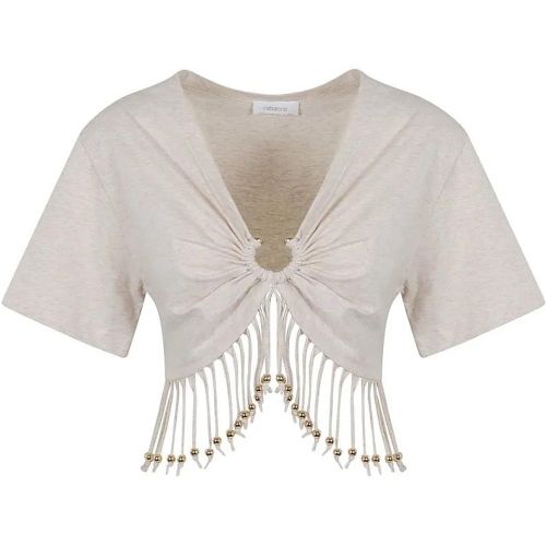 Cropped Ecru T-Shirt - Größe 34 - Paco Rabanne - Modalova