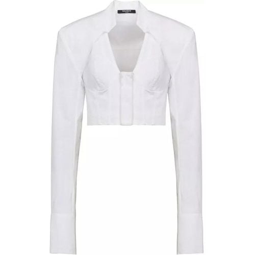 Cropped Shirt - Größe 36 - white - Balmain - Modalova