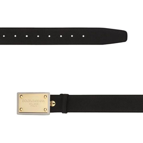 Gürtel - Grainy Calfskin Belt In Black - Gr. 105 - in - für Damen - Dolce&Gabbana - Modalova