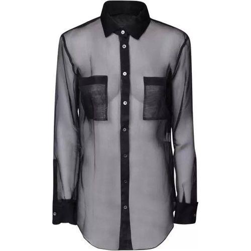 Black Semi-Transparent Silk Shirt - Größe 40 - black - Blanca Vita - Modalova