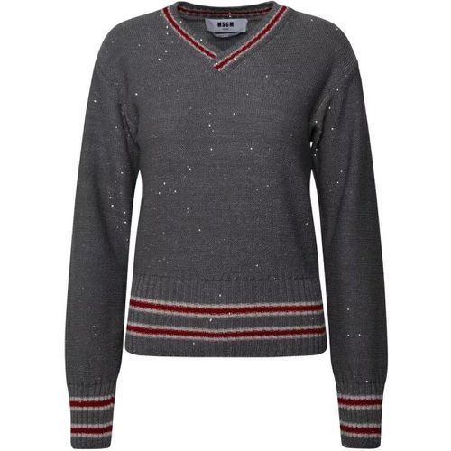 Grey Wool Blend Varsity Sweater - Größe S - gray - MSGM - Modalova
