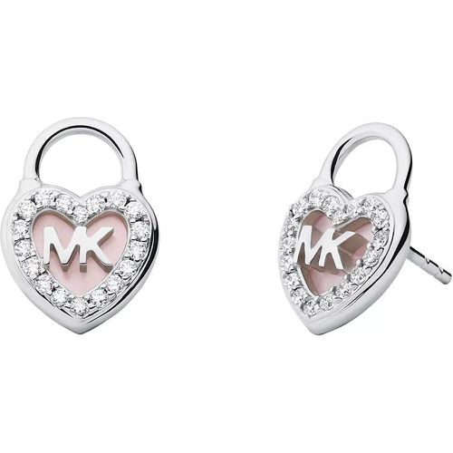 Ohrringe - Mother of Pearl Heart Lock Stud Earrings - Gr. unisize - in Silber - für Damen - Michael Kors - Modalova