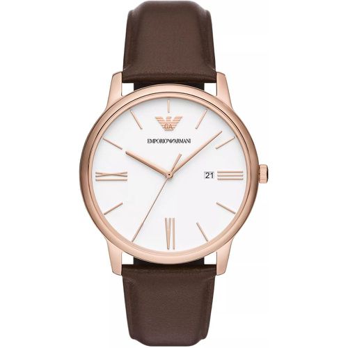 Uhren - Three-Hand Date Leather Watch - Gr. unisize - in Braun - für Damen - Emporio Armani - Modalova
