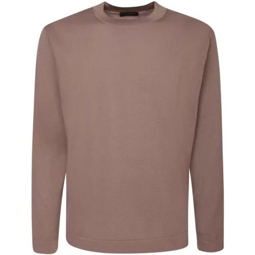 Dark Beige Wool T-Shirt - Größe 50 - brown - Dell'oglio - Modalova