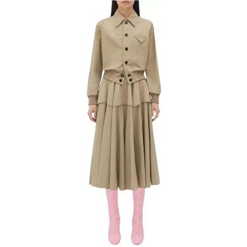 Cotton Blouson Jacket With Elastic Hem And Buttons - Größe 42 - brown - Bottega Veneta - Modalova