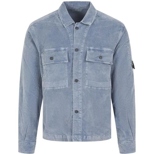 Flint Stone Grey Cotton Long Sleeves Corduroy Shir - Größe M - blau - CP Company - Modalova