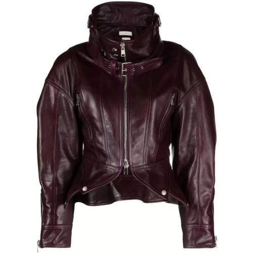 Upside-Down Burgundy Biker Jacket - Größe 40 - dark red - alexander mcqueen - Modalova