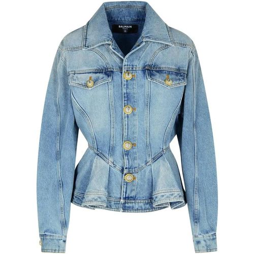 Light Blue Denim Jacket - Größe 36 - blau - Balmain - Modalova