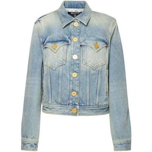 Blue Cotton Jacket - Größe 36 - blue - Balmain - Modalova