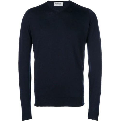 Navy Blue Merino V-Neck Jumper - Größe L - John Smedley - Modalova