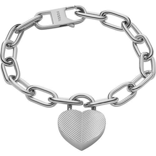 Armband - Harlow Linear Texture Heart Stainless Steel Statio - Gr. M - in Silber - für Damen - Fossil - Modalova