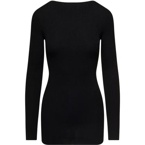 Long Black Ribbed Top With Round Cut-Out In Wool - Größe M - black - Rick Owens - Modalova