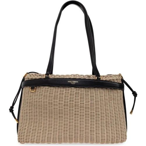 Totes & Shopper - Woven Structured Handbag With Black Leather Accent - Gr. unisize - in - für Damen - Dolce&Gabbana - Modalova
