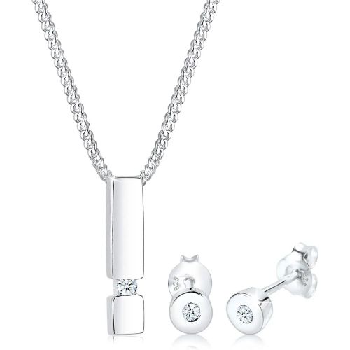 Halsketten - Schmuckset Geo Anhänger Solitär Diamant (0.09 ct.) - Gr. unisize - in Silber - für Damen - Elli - Modalova