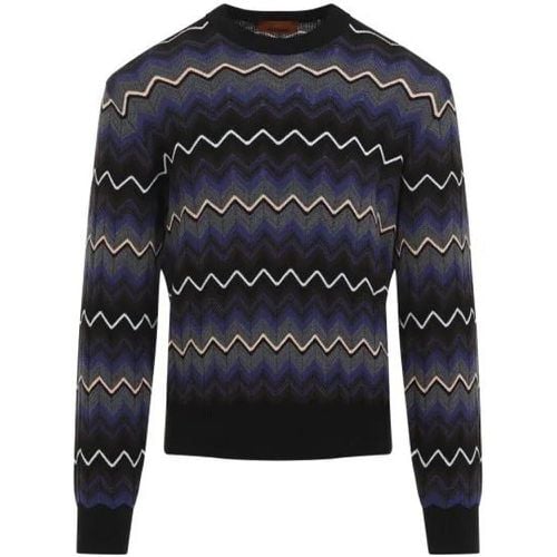 Crewneck Dark Grey Cotton And Wool Pullover - Größe 48 - Missoni - Modalova