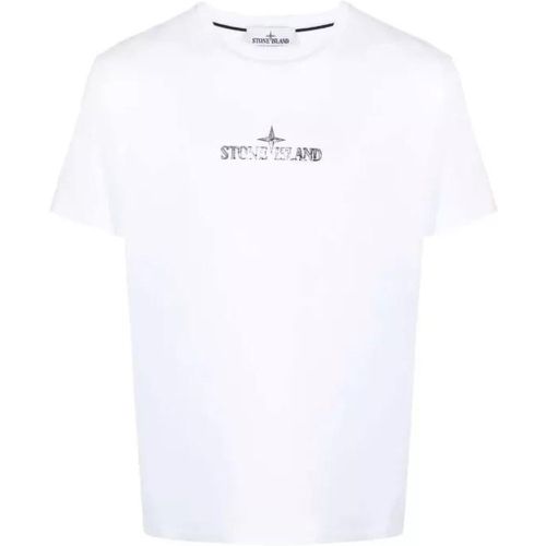 Logo-Print White Cotton T-Shirt - Größe XXL - white - Stone Island - Modalova