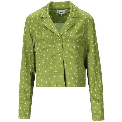 Green Polka Dot Crop Shirt - Größe S - green - Ganni - Modalova