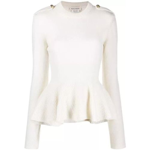 White Ribbed-Knit Sweater - Größe L - white - alexander mcqueen - Modalova