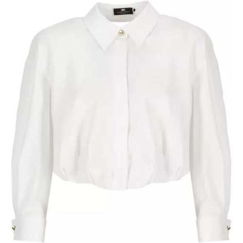 Cropped Cotton Shirt - Größe 42 - white - Elisabetta Franchi - Modalova
