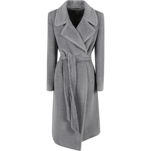 Ash Grey Virgin Wool Blend Belted Coat - Größe 38 - Tagliatore - Modalova