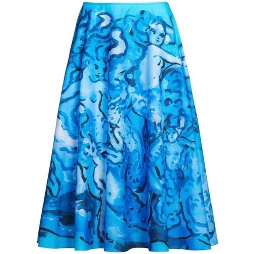 Painterly-Print A-Line Skirt - Größe 36 - blue - Marni - Modalova