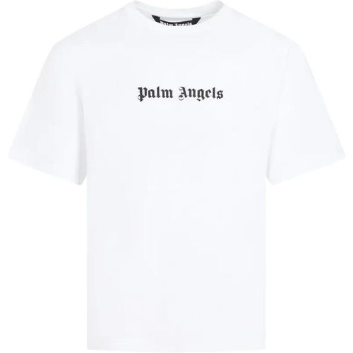 Logo Slim White Black Cotton T-Shirt - Größe S - Palm Angels - Modalova